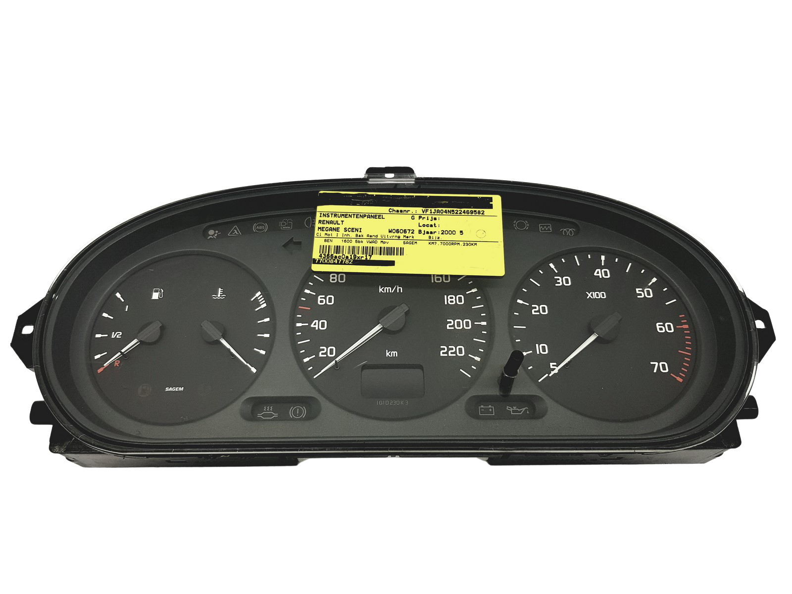 Spidomeeter Renault Megane 1 Scenic 1 7700847782 G 49550 main product photo
