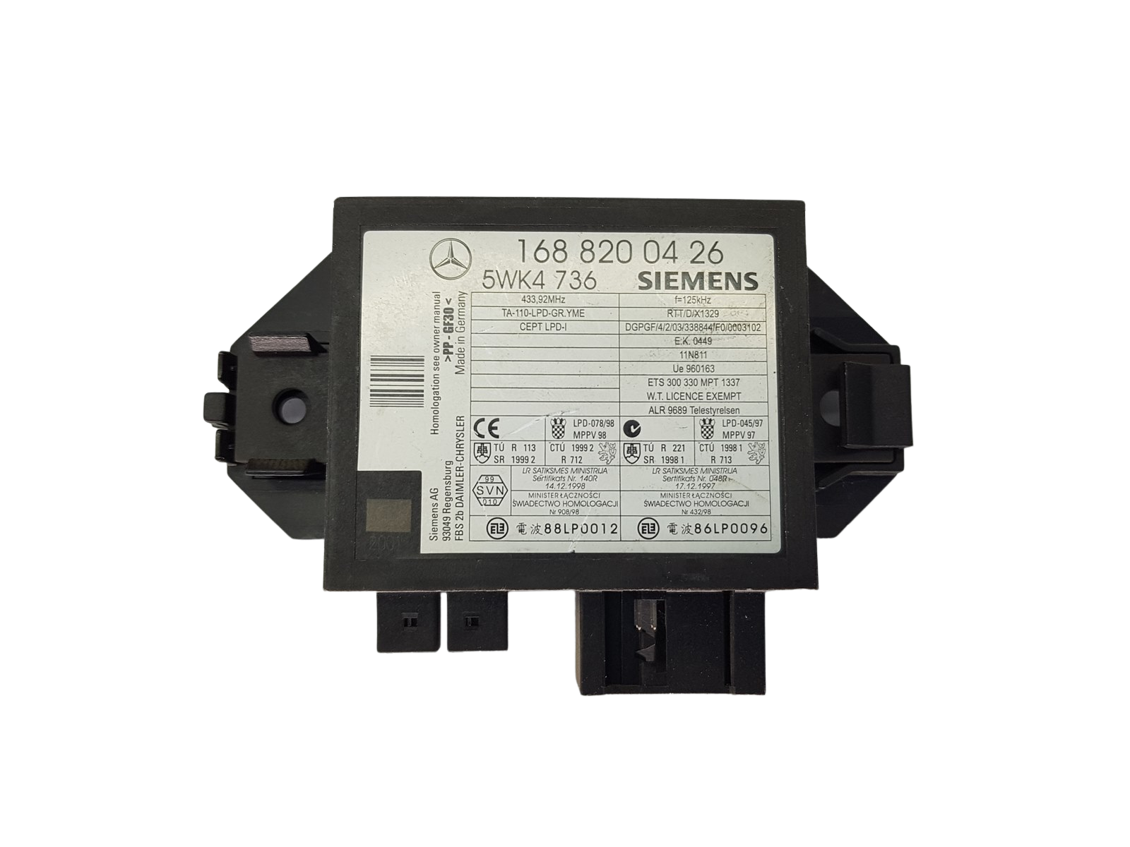 Juhtplokk Immo Mercedes-Benz 1688200426 5WK4736 Siemens 20180 main product photo