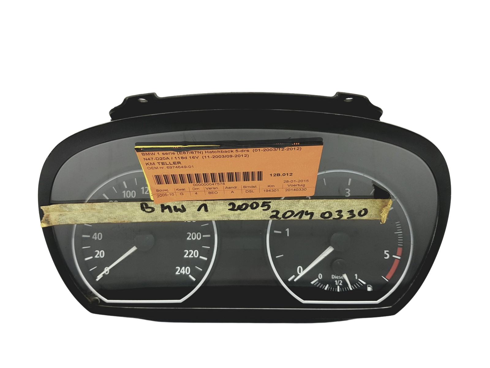 Tahhomeeter BMW 1 E81 6974649-01 1024952-31 52555 main product photo