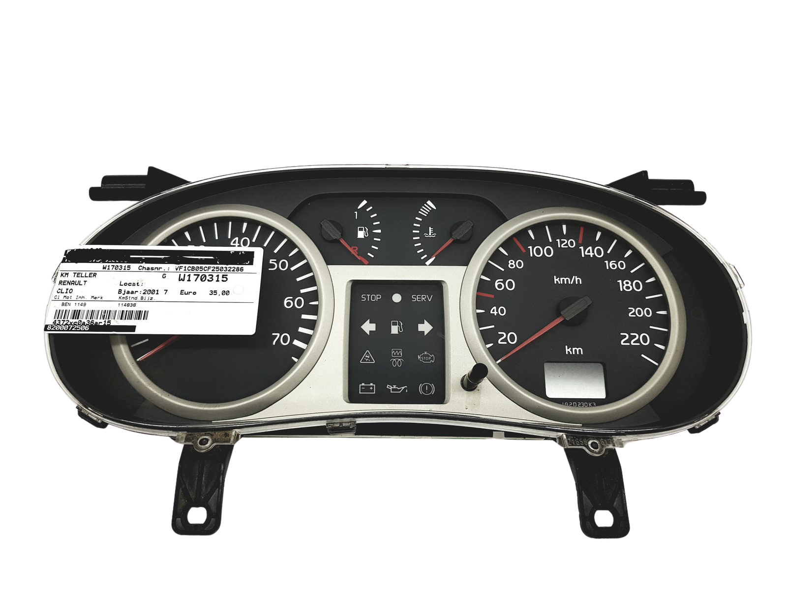 Tahhomeeter Renault Clio 2 8200059776 32489 main product photo